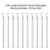 Bodyj4You 10Pc Piercing Needles Surgical Steel 12G Ear Nose Tongue Nipple Eyebrow Labret Genital