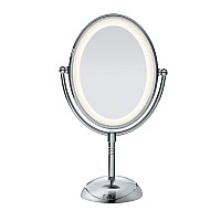 Conair Lighted Makeup Mirror Led Vanity Mirror 1X7X Magnifying Mirror Double Sided Battery Operated In Polished Chrome