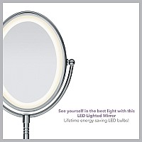 Conair Lighted Makeup Mirror Led Vanity Mirror 1X7X Magnifying Mirror Double Sided Battery Operated In Polished Chrome