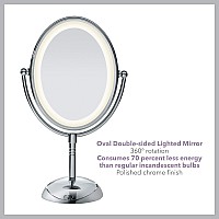 Conair Lighted Makeup Mirror Led Vanity Mirror 1X7X Magnifying Mirror Double Sided Battery Operated In Polished Chrome