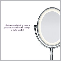 Conair Lighted Makeup Mirror Led Vanity Mirror 1X7X Magnifying Mirror Double Sided Battery Operated In Polished Chrome