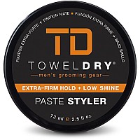 TOWELDRY Paste Styler Extra-Firm Hold + Low Shine Matte Finish - Men's Hair Styling Paste Wax - 10/10 Hold - Easy Washout Formula - Men's Grooming Gear, Made in USA, 2.5 fl oz (73ml)