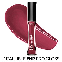 Loreal Paris Makeup Infallible 8 Hour Hydrating Lip Gloss Glistening Berry 021 Fl Oz