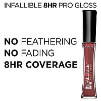 Loreal Paris Makeup Infallible 8 Hour Hydrating Lip Gloss Glistening Berry 021 Fl Oz