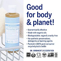 Dr Bronners Purecastile Liquid Soap Baby Unscented 4 Ounce Made With Organic Oils 18In1 Uses Face Hair Laundry