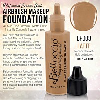 Belloccios Professional Cosmetic Airbrush Makeup Foundation 12Oz Bottle Latte Medium With Golden Undertones