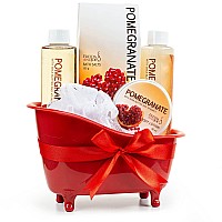 Red Pomegranate Home Spa Bath Basket Bath Body Set For Women Contains Shower Gel Bubble Bath Body Lotion Pomegranate Ba