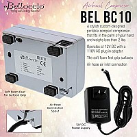 Belloccio Quiet Mini Airbrush compressor with 6 Foot Hose - 3 Airflow Settings, chrome color, Airbrush Holder - Ideal for Makeup cosmetics, Sunless Spray Tanning, Temporary Tattoos, cake Decorating