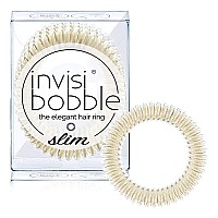 Invisibobble Slim Traceless Spiral Hair Ties Pack Of 3 Stay Gold Strong Elastic Grip Coil Hair Accessories For Women No K