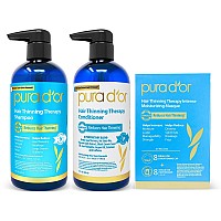 PURA D'OR Hair Thinning Therapy 3-Piece Set, Shampoo, Conditioner & Masque for Best Results, Infused with Argan Oil, Biotin & Natural Ingredients, All Hair Types, Men & Women (Packaging may vary)