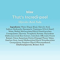 Bliss Thats Incredi-Peel glycolic Resurfacing Facial Pads - 15 ct - Single-Step Pads for Exfoliating and Brightening - Targets Fine Lines and Discoloration - Travel-Friendly - Vegan & cruelty-Free