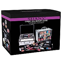 SHANY Carry All Trunk Makeup Train Case with Re-usable Aluminum Makeup Storage Case. Non Toxic Color Make up Set with Eye palettes, Blushes,Makeup Powders, Manicure, Pedicure and Makeup Brushes.