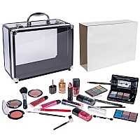 SHANY Carry All Trunk Makeup Train Case with Re-usable Aluminum Makeup Storage Case. Non Toxic Color Make up Set with Eye palettes, Blushes,Makeup Powders, Manicure, Pedicure and Makeup Brushes.