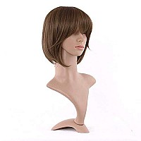 MapofBeauty 12 Inch/30cm Fashion Lady Short Straight Flat Bangs Bob Wig (Flax Brown)