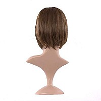 MapofBeauty 12 Inch/30cm Fashion Lady Short Straight Flat Bangs Bob Wig (Flax Brown)