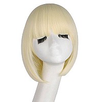 MapofBeauty 12 Inch/30cm Fashion Lady Short Straight Flat Bangs Bob Wig (Light Blonde)