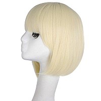 MapofBeauty 12 Inch/30cm Fashion Lady Short Straight Flat Bangs Bob Wig (Light Blonde)