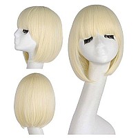 MapofBeauty 12 Inch/30cm Fashion Lady Short Straight Flat Bangs Bob Wig (Light Blonde)