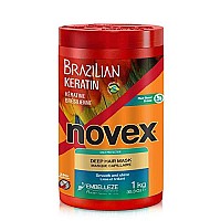 NOVEX Brazilian Keratin Deep Conditioning Mask - Reconstructive Keratin for Frizz Control & Damage Repair -Keratin Hair Repair Treatment Enriched with Vitamin E (1kg / 35.3 oz)