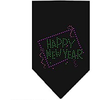 Mirage Pet Products Happy New Year Rhinestone Bandana Small Black