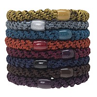 L. Erickson Grab & Go Pony - Fall Colors - 8 Pack Ponytail Holder Hair Ties - Dark Color Mix