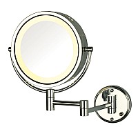 JERDON Wall-Mounted Makeup Mirror with LED Lighting - Direct Wire Lighted Makeup Mirror with 8X Magnification & Chrome Finish Wall Mount - Model HL75CD