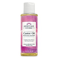 Heritage Store Castor Oil Cold Pressed Rich Hydration For Vibrant Hair Skin Bold Lashes Brows No Hexane 4 Fl Oz