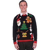 Forum Novelties Adult All Wrapped Up Ugly Christmas Sweater, Black, Medium