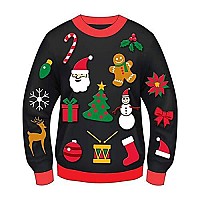 Forum Novelties Adult All Wrapped Up Ugly Christmas Sweater, Black, Medium