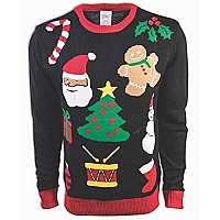 Forum Novelties Adult All Wrapped Up Ugly Christmas Sweater, Black, Medium