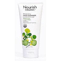 Nourish Organic Moisturizing Face cleanser with Aloe VeraWatercresscucumber (Natural Source of Vitamin c), Face Wash for Women, Organic Face Wash for Sensitive Skin, 6 Fl Oz