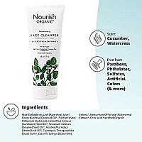 Nourish Organic Moisturizing Face cleanser with Aloe VeraWatercresscucumber (Natural Source of Vitamin c), Face Wash for Women, Organic Face Wash for Sensitive Skin, 6 Fl Oz