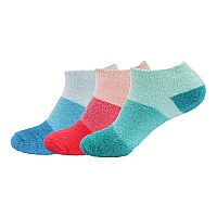 Bamboomn Womens Small Fuzzy Soft Aloe Infused Nylon Spa Socks Assortment A 3 Pairs