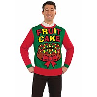 Forum Novelties Adult All Wrapped Up Ugly Christmas Sweater, Fruit Cake, Medium