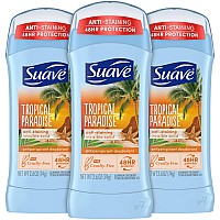 Suave Deodorant For Women Tropical Paradise Invisible Solid Antiperspirant Deodorant Stick 48H Protection 26 Oz Ea Pack O