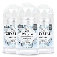 cRYSTAL Mineral Deodorant Stick - Unscented Body Deodorant With 24-Hour Odor Protection, Non-Staining & Non-Sticky, Aluminum chloride & Paraben Free, 425 oz, (3 Pack) (Packaging May Vary)