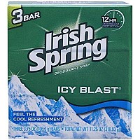 Irish Spring Deodorant Bar Soap Icy Blast 375 Oz Bars 3 Ea Pack Of 2