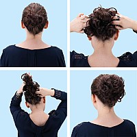 Caisha Messy Scrunchie Bun Voluminous Wavy Hairpiece Heatresistant Synthetic Fibres Brown G6A