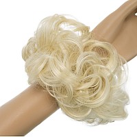 Caisha Messy Scrunchie Bun Voluminous Wavy Hairpiece Heatresistant Synthetic Fibres Platinum Blonde G18A