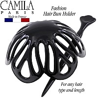 Camila Paris Nv150 Hair Bun Maker For Women Black Round Dome Clip For Updo Styling No Slip French Bun Accessories Made In Fra