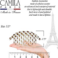 Camila Paris Cp1248/2 French Hair Side Combs, Dots Interlocking Combs French Twist Hair Combs, Strong Hold Hair Clips For Women Bun Chignon Up-Do, Styling Girls Hair Accessories, Made In France