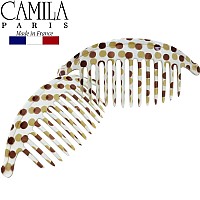 Camila Paris Cp1248/2 French Hair Side Combs, Dots Interlocking Combs French Twist Hair Combs, Strong Hold Hair Clips For Women Bun Chignon Up-Do, Styling Girls Hair Accessories, Made In France