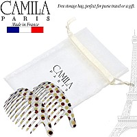 Camila Paris Cp1248/2 French Hair Side Combs, Dots Interlocking Combs French Twist Hair Combs, Strong Hold Hair Clips For Women Bun Chignon Up-Do, Styling Girls Hair Accessories, Made In France