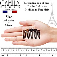 Camila Paris Cp33/2 French Hair Side Comb Small Tortoise Shell French Twist Hair Combs Decorative, Strong Hold Hair Clips For Women Bun Chignon Up-Do Styling Girls Hair Accessories, Made In France