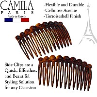 Camila Paris Cp33/2 French Hair Side Comb Small Tortoise Shell French Twist Hair Combs Decorative, Strong Hold Hair Clips For Women Bun Chignon Up-Do Styling Girls Hair Accessories, Made In France