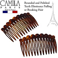 Camila Paris Cp33/2 French Hair Side Comb Small Tortoise Shell French Twist Hair Combs Decorative, Strong Hold Hair Clips For Women Bun Chignon Up-Do Styling Girls Hair Accessories, Made In France