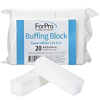 ForPro Super White Buffing Block, 120 Grit, Four-Sided Manicure and Pedicure Nail Buffer, 3.75??L x 1??W x 1??H, 20-Count