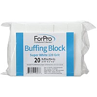 ForPro Super White Buffing Block, 120 Grit, Four-Sided Manicure and Pedicure Nail Buffer, 3.75??L x 1??W x 1??H, 20-Count