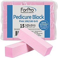 Forpro Professional Collection Pink Pedicure Block 100180 Grit Threesided Pedicure Nail Buffer 375 L X 1 W X 1 H