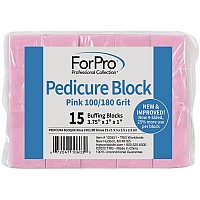 Forpro Professional Collection Pink Pedicure Block 100180 Grit Threesided Pedicure Nail Buffer 375 L X 1 W X 1 H